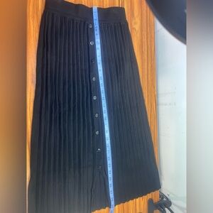 Black Pleated Button-Down Skirt